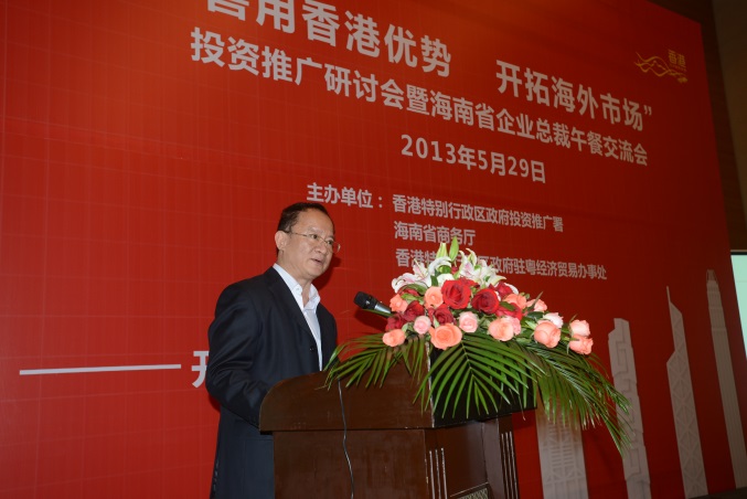 海南省商務廳副廳長楊照耀於2013年5月29日在會上致辭。
