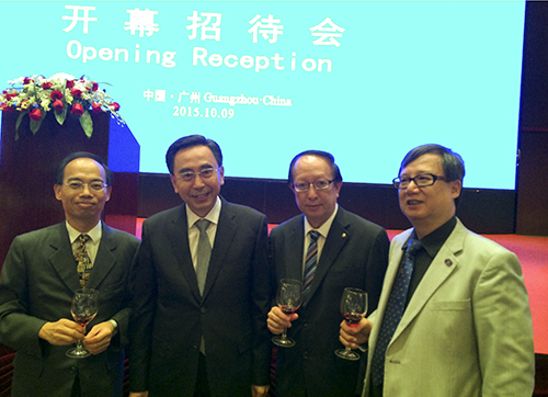 GDETO Director Mr Albert Tang (first left) pictured with the Governor of Guangdong Province, Mr. Zhu Xiaodan (second left) and other guests at the opening reception of the CISMEF on October 9.