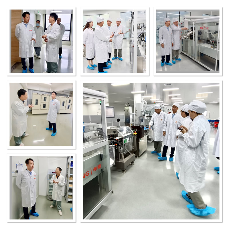 郑震生一行人参观该企业的国际化制药生产基地
