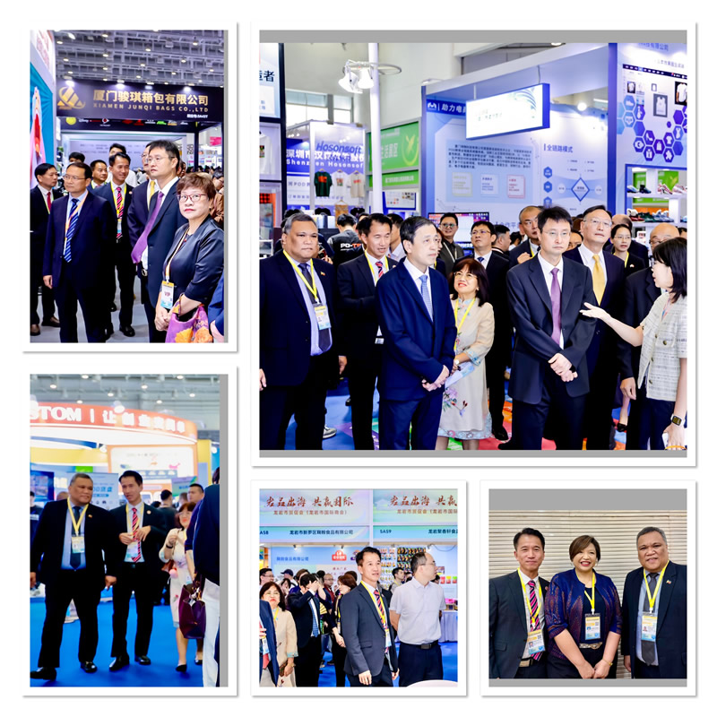 驻福建联络处主任郑震生(上右图左2)出席了「第五届中国(厦门) 国际跨境电商展览会」为重要嘉宾，并陪同厦门市人民政府副市长林志成(上右图右3)，菲律宾驻厦门总领馆总领事梅伟达(下右图右1)，泰王国驻厦门总领馆副总领事冰忆莲(下右图中)等进行巡馆活动。