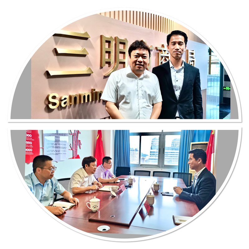 郑震生(上图右)与三明市商务局副局长赖勤（上图左）会面探讨两地经贸合作机遇