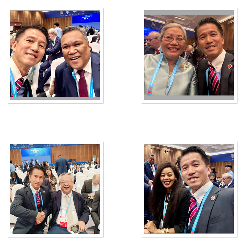 駐福建聯絡處主任鄭震生與來自國外的官方代表推廣香港優勢，當中包括新加坡駐廈門總領事庄志嘉（下左圖右）、泰國駐廈門總領事善善樂（女）（上右圖左）、菲律賓駐廈門總領事梅偉達（上左圖右）、烏干達共和國駐廣州總領事朱蒂絲•桑巴貝拉 (女）（下右圖左）等。