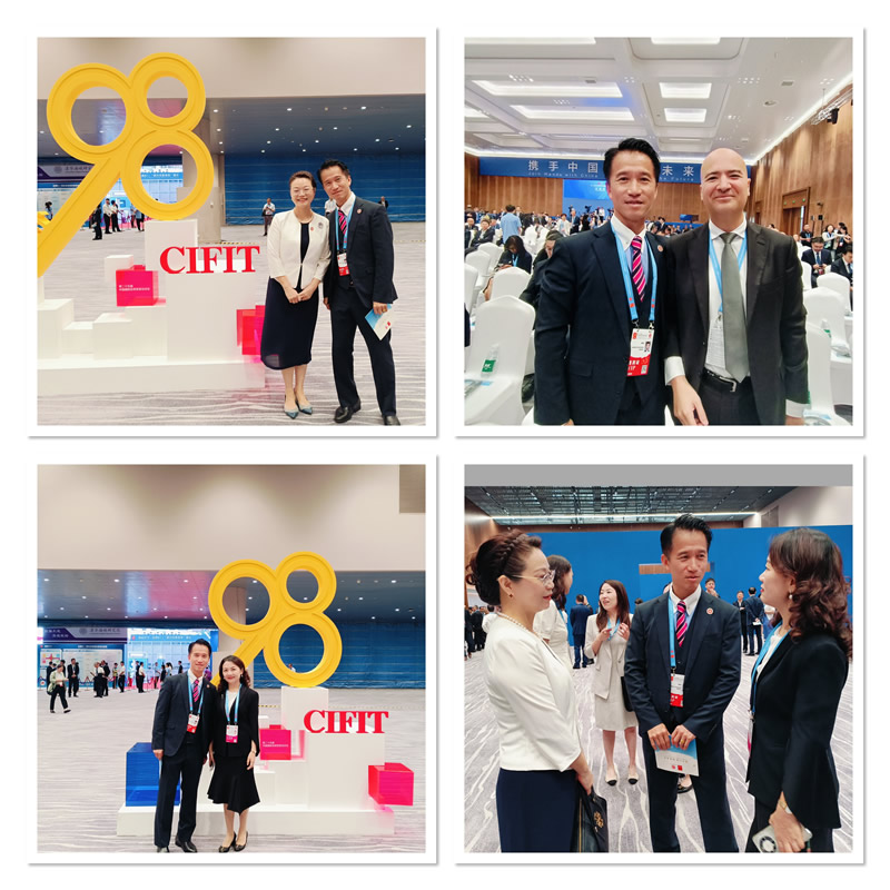 駐福建聯絡處主任鄭震生與來自國內外的官方代表推廣香港優勢，當中包括土耳其駐廣州總領事卡安•巴什闊特（上右圖右）、福建省港澳事務辦公室副主任黃劭蓉 (女）（上左圖左）、廈門市港澳事務辦公室港澳處處長陳紅英 (女）（下左圖右）等。